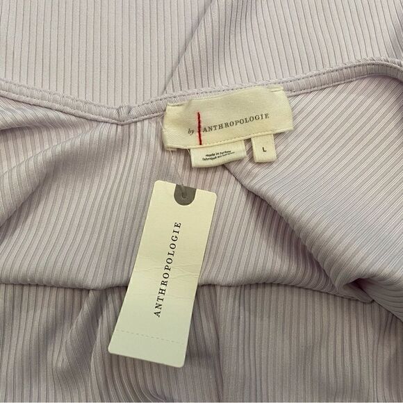 Anthropologie light purple ribbed long sleeve twist front cut out top NWT - Picture 4 of 7